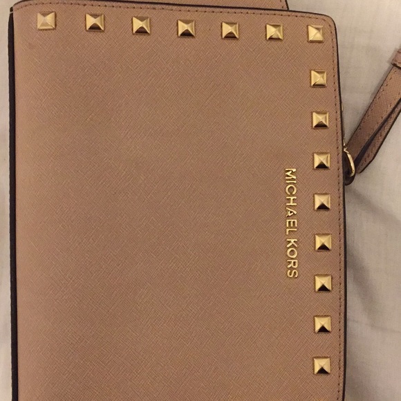 Michael Kors Handbags - Michael Kors Tan Crossbody Bag with Gold Studs